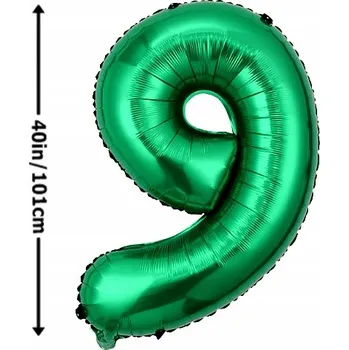 Balónek Fóliový balónek ČÍSLICE 9 Narozeninová oslava Zelený 100 cm (40 palců)