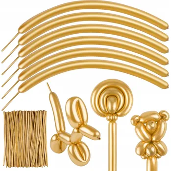 Balónek Modelovací Balónky MODELINA zlaté chromované 50 Ks