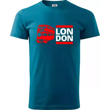 LON DON BUS - Klasické pánské triko vyšší gramáže - S ( Petrolejová )