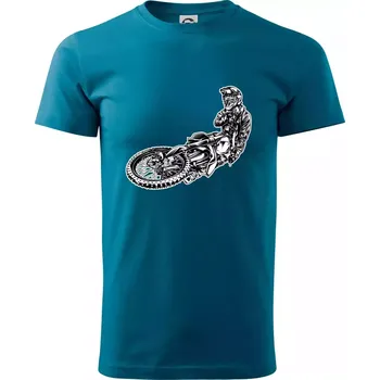 Motocross letec - Klasické pánské triko vyšší gramáže - M ( Petrolejová )