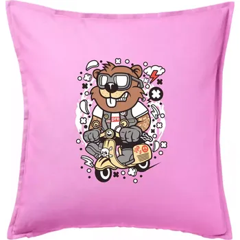 Polštář Sysel na skútru - Polštář 50x50 - 50x50 - Pouze potah ( Růžová )