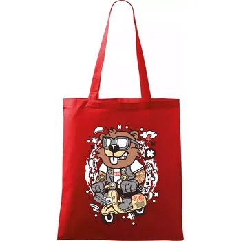 Nákupní taška Sysel na skútru - Taška bavlněná - 42 x 38 cm ( Červená )