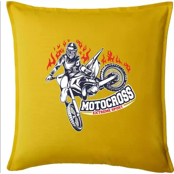 Polštář Motocross extreme sport fire - Polštář 50x50 - 50x50 - Pouze potah ( Žlutá )