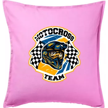 Polštář Motocross team helma - Polštář 50x50 - 50x50 - Pouze potah ( Růžová )