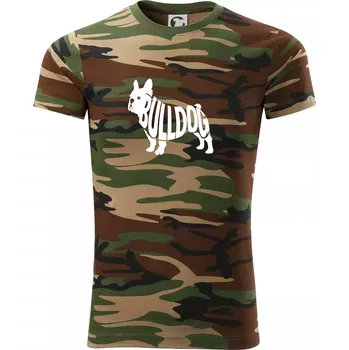 Pánské tričko Bulldog nápis v těle - Army CAMOUFLAGE - XS ( Hnědý maskáč )