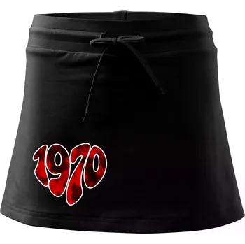 Dámská sukně 1970 v srdci - Sportovní sukně - two in one - XS ( Černá )