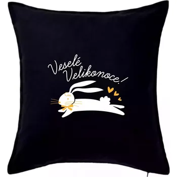 Polštář Veselé Velikonoce - bíle - Polštář 50x50 - 50x50 - Pouze potah ( Černá )