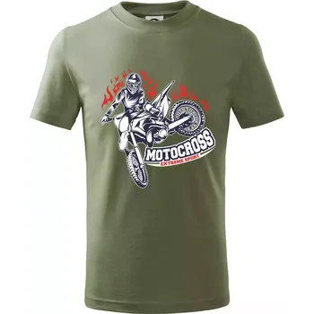 Motocross extreme sport fire - Tričko dětské bavlněné - 122 cm/6 let ( Khaki )