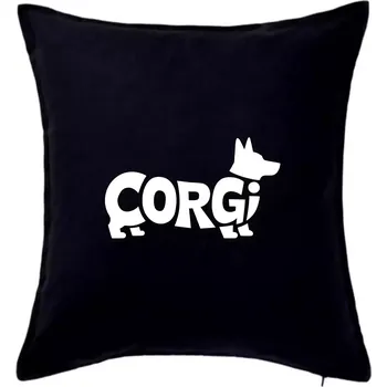Polštář Corgi nápis v těle - Polštář 50x50 - 50x50 - Pouze potah ( Černá )
