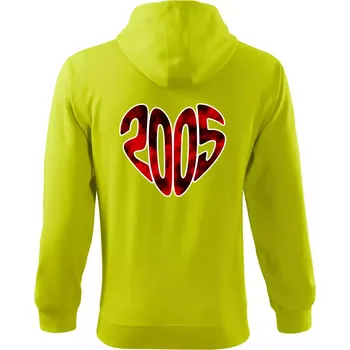 Pánská mikina 2005 v srdci - Mikina s kapucí na zip trendy zipper - M ( Limetková )