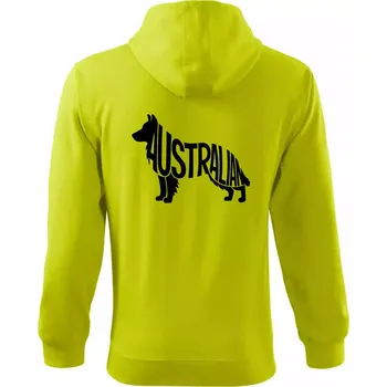 Pánská mikina Australský Ovčák - nápis v těle - Mikina s kapucí na zip trendy zipper - 3XL ( Limetková )