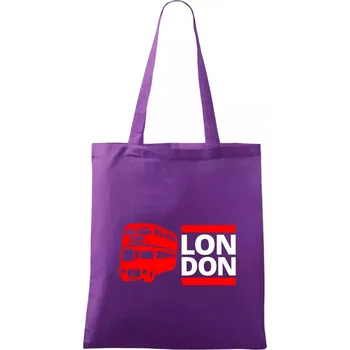 Nákupní taška LON DON BUS - Taška bavlněná - 42 x 38 cm ( Fialová )