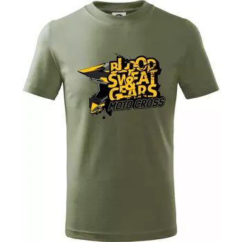 Motocross blood sweat gears - Tričko dětské bavlněné - 134 cm/8 let ( Khaki )