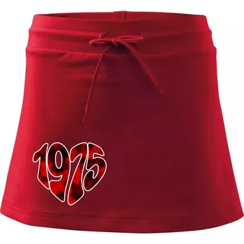 Dámská sukně 1975 v srdci - Sportovní sukně - two in one - XS ( Červená )