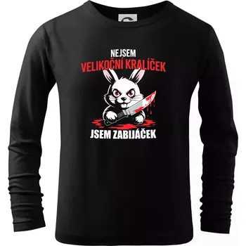 Chlapecké tričko Nejsem velikonoční králíček - Triko dětské Long Sleeve - 104-110cm / 3-4 roky ( Černá )