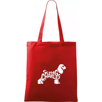 Kavalír king Charles španěl nápis v těle - Taška bavlněná - 42 x 38 cm ( Červená )