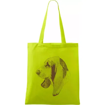 Basset - kreslená hlava - Taška bavlněná - 42 x 38 cm ( Limetková )