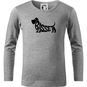 Chlapecké tričko Basset nápis v těle - Triko dětské Long Sleeve - 122 cm/6 let ( Tmavě šedý melír )