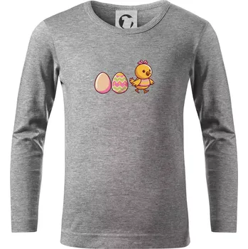 Chlapecké tričko Evoluce vajíčka - velikonoce - kuře - Triko dětské Long Sleeve - 122 cm/6 let ( Tmavě šedý melír )