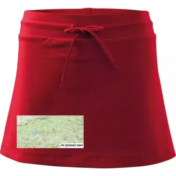 Dámská sukně Jizerské hory mapa - Sportovní sukně - two in one - M ( Červená )