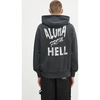 Pánská mikina Bavlněná mikina Aries Faded Aloha From Hell Hoodie, M, černá, 99X