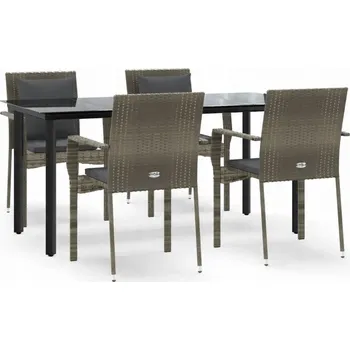 VidaXL 5dílná zahradní souprava s polštáře, černo-šedý PE ratan