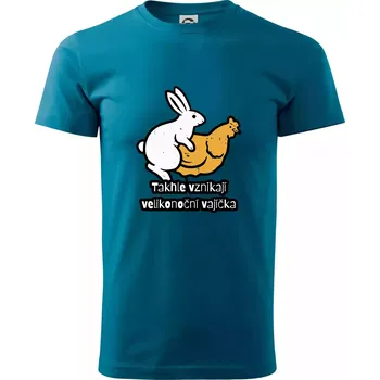 Takhle vznikají velikonoční vajíčka - Klasické pánské triko vyšší gramáže - M ( Petrolejová )
