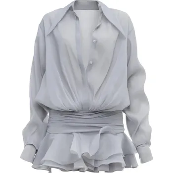 Dámské šaty minišaty s dlouhým rukávem a plisovanou sukní Barva: Barevná, Velikost: S