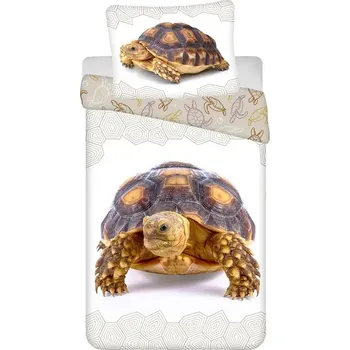 Povlečení Povlečení 140x200 Želva Turtle bílé béžové povlak na polštář 70x90