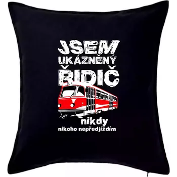 Polštář Jsem ukázněný řidič - tramvaj - Polštář 50x50 - 50x50 - Pouze potah ( Černá )