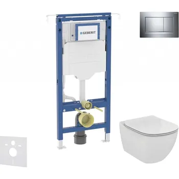 Klozet GEBERIT - Duofix Set předstěnové instalace, klozetu a sedátka Ideal Standard Tesi, tlačítka Sigma30, chrom SANI11CD1110