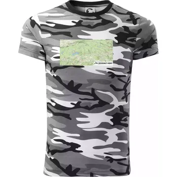 Pánské tričko Jizerské hory mapa - Army CAMOUFLAGE - M ( Šedý maskáč )