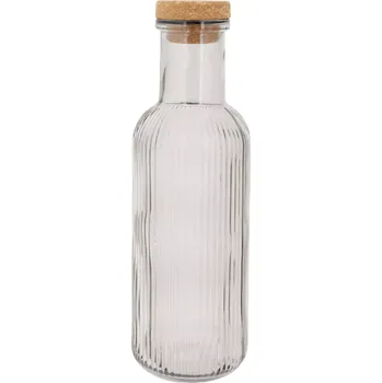 Skleněná lahev Raya s korkovým uzávěrem, objem: 1,00 litru, výška: 275 mm, průměr: 90 mm, antracitová