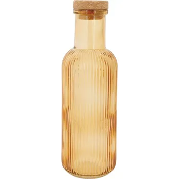 Skleněná lahev Raya s korkovým uzávěrem, objem: 1,00 litru, výška: 275 mm, ø: 90 mm, jantarová