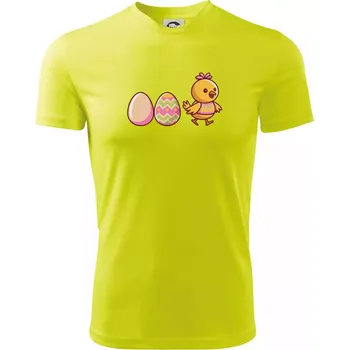 Evoluce vajíčka - velikonoce - kuře - Dětské triko sportovní (dresovina) - 158 cm/12 let ( Neonově žlutá )