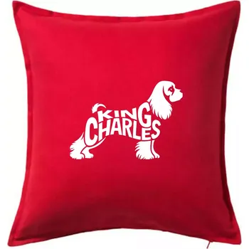 Polštář Kavalír king Charles španěl nápis v těle - Polštář 50x50 - 50x50 - Pouze potah ( Červená )