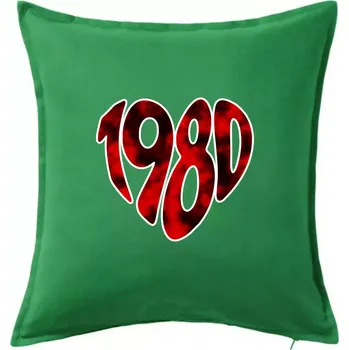 Polštář 1980 v srdci - Polštář 50x50 - 50x50 - Pouze potah ( Středně zelená )