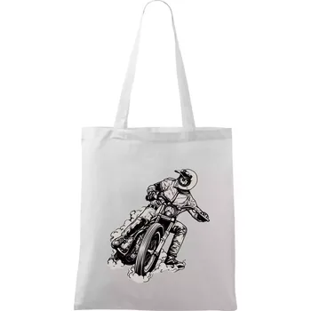 Motorkář bokem - Taška bavlněná - 42 x 38 cm ( Bílá )