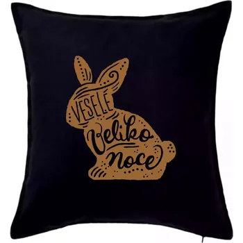 Polštář Veselé Velikonoce - zajíček - Polštář 50x50 - 50x50 - Pouze potah ( Černá )