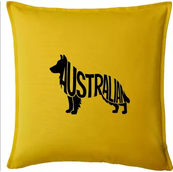Polštář Australský Ovčák - nápis v těle - Polštář 50x50 - 50x50 - Pouze potah ( Žlutá )