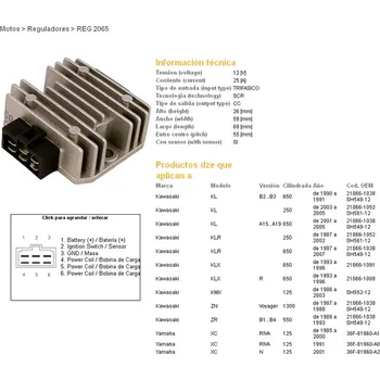 Elektroinstalace pro motocykl DZE regulátor napětí KAWASAKI KDX 125 90-93; KLE 250; KL 500/650 89-91; kmX 125/200 87-02; KLX 650 93-96 (ESR246) (2082-01) (DZE regulátor napětí KAWASAKI KDX 125 90-93; KLE 250; KL 500/650 89-91; kmX 125/200 87-02; KLX 650 93-96 (ESR246) (2082-01))