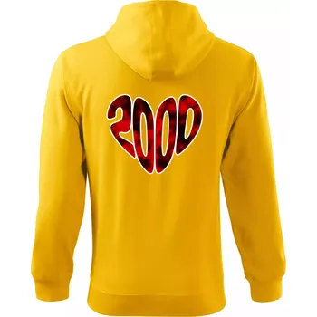 Pánská mikina 2000 v srdci - Mikina s kapucí na zip trendy zipper - L ( Žlutá )