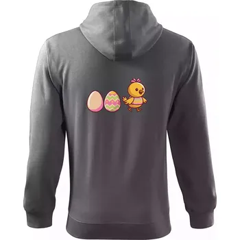 Pánská mikina Evoluce vajíčka - velikonoce - kuře - Mikina s kapucí na zip trendy zipper - 2XL ( Ocelově šedá )