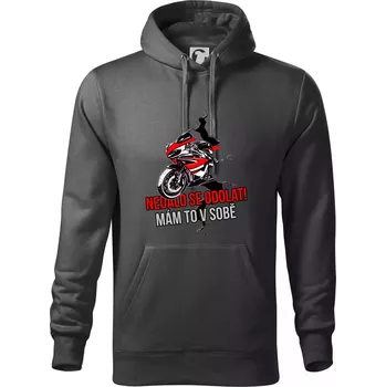 Pánská mikina Nedalo se odolat, mám to v sobě silniční motorka - Mikina pánská Cape s kapucí - M ( Tmavá břidlice (šedá se zeleným nádechem) )