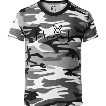 Chlapecké tričko EKG Velikonoční zajíc - Dětské maskáčové triko - 146 cm/10 let ( Šedý maskáč )