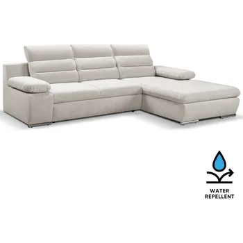 Sedací souprava Sedací souprava GRECO MINI | 278x185 cm | PRAVÁ | 02 šedobílá WATER REPELLENT | rozkládací + úložný prostor