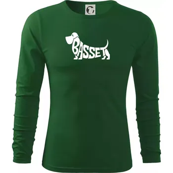 Pánské oblečení Basset nápis v těle - Triko s dlouhým rukávem FIT-T long sleeve - S ( Lahvově zelená )