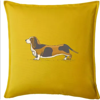 Polštář Vintage basset - Polštář 50x50 - 50x50 - Pouze potah ( Žlutá )