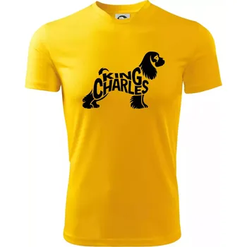 Kavalír king Charles španěl nápis v těle - Dětské triko sportovní (dresovina) - 134 cm/8 let ( Žlutá )