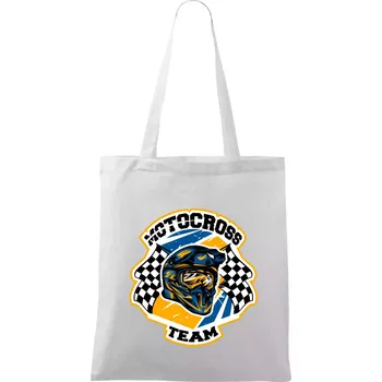 Motocross team helma - Taška bavlněná - 42 x 38 cm ( Bílá )